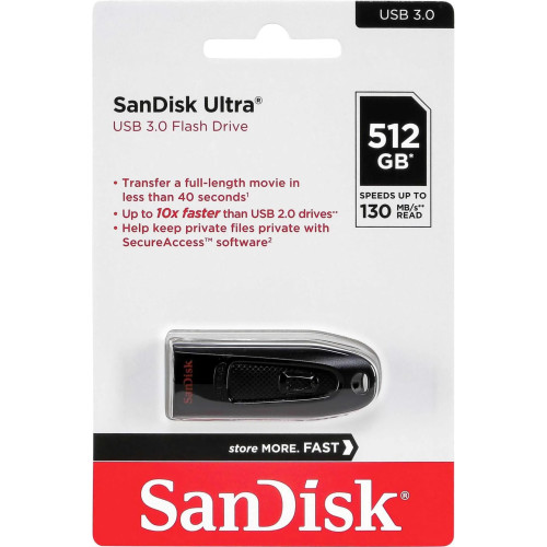 SanDisk Ultra/512GB/USB 3.0/USB-A/Čierna