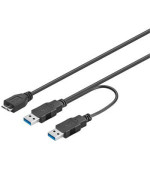PremiumCord USB 3.0 napájecí Y kabel A/Male + A/Male -- Micro B/Mmale, 30cm