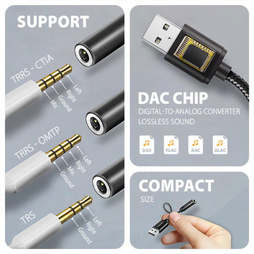 AXAGON ADA-HA, USB-A na 3.5mm jack Hi-Res DAC audio adaptér, 384kHz/32bit, stereo