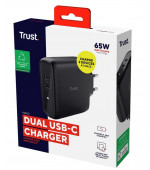 TRUST MAXO 65W 2P USB-C CHARGER BLK