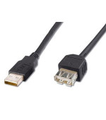 PremiumCord USB 2.0 kabel prodlužovací, A-A, 2m, černý