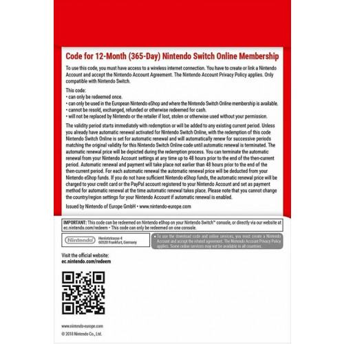 365 Days Switch Online Membership (Family)