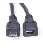 PremiumCord Kabel prodlužovací micro USB 2.0 M-F, černý 2m