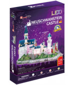 CubicFun - Puzzle 3D Zámek Neuschwanstein s LED světlem - 128 dílků