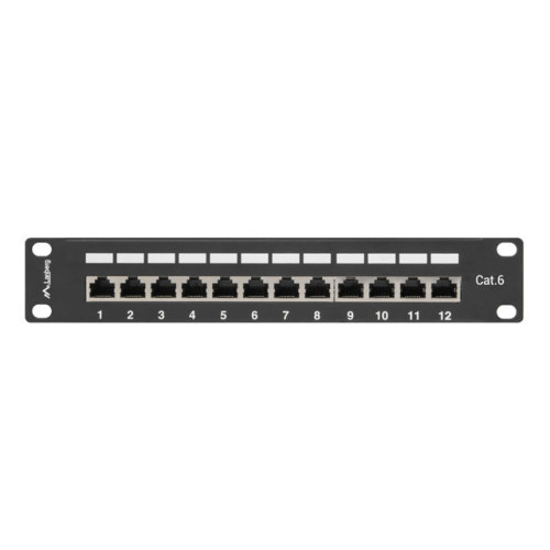 PATCH PANEL 12PORT 1U 10" CAT.6 FTP STÍNĚNÝ ČERNÝ