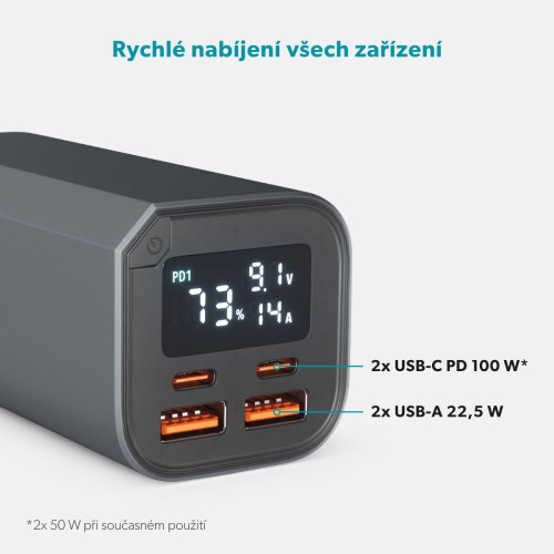 Epico Alu Power Banka PD 100W - 20 000mAh - šedá
