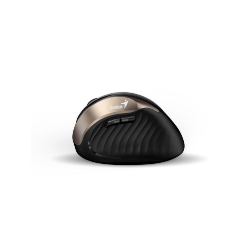 Genius Ergo 8250S/Vertikální/Optická/Pro praváky/1 600 DPI/Bezdrátová USB/Černá-zlatá