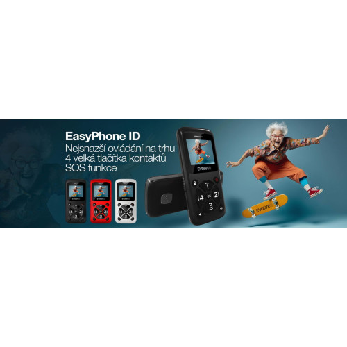 EVOLVEO EasyPhone ID, mobilní telefon pro seniory, bílá