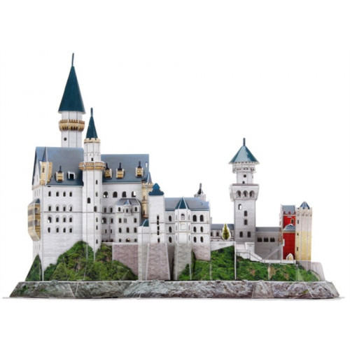 CubicFun - Puzzle 3D Zámek Neuschwanstein s LED světlem - 128 dílků