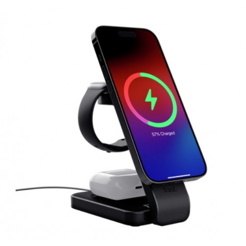 Viro 3-in-1 Wireless Magnetic Charge Stand - Black